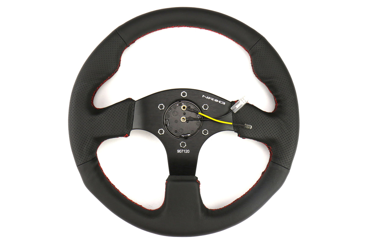 NRGRST-012R-RS NRG Race Series Steering Wheel - Universal-Suede w/ Red Stitch,