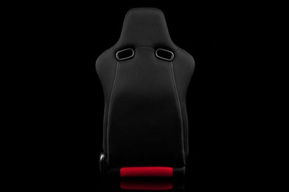 BRMBRR7-BKRD Braum Venom Series Sport Seats - Black and Red Cloth (Red Stitching) Pair - Universal,