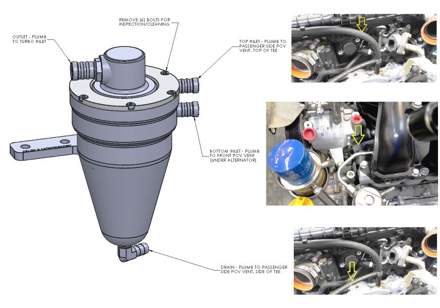 KILGR-MV3S-C Killer B Motorsport Air Oil Separator Complete Kit - Subaru STI 2008+ / Subaru WRX 2008-2014,