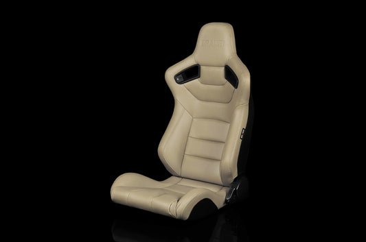 BRMBRR1-BGBW Braum Elite Series Sport Seats - Beige Leatherette Pair - Universal,