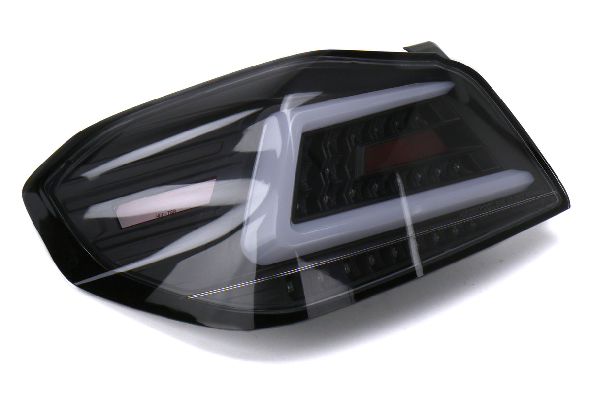 SCDLT-WRX15JMLED-SQ-TM Spec-D Sequential LED Tail Lights - 2015+ WRX / STI-Glossy Black-Clear Lens-White LED Bar,