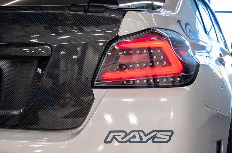 SCDLT-WRX15BKLED-SQ-TM Spec-D Sequential LED Tail Lights - 2015+ WRX / STI-Glossy Black-Clear Lens-Red LED Bar,