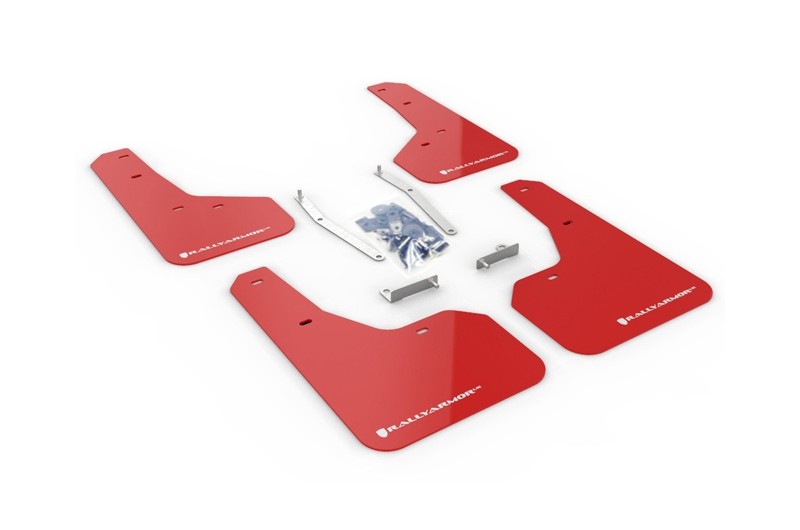 RALMF52-UR-RD/WH Rally Armor UR Mudflaps - 2019+ Forester-Red Mud Flap with White Logo,