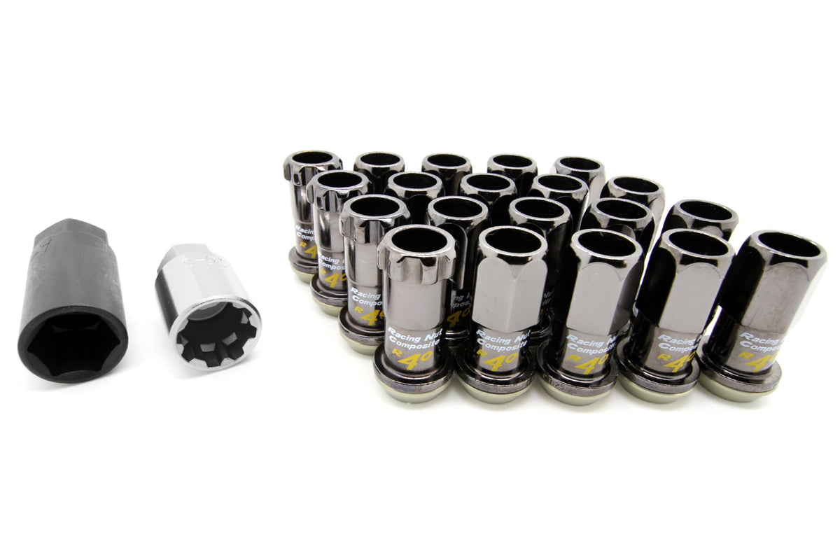 KICKRC13K Project Kics R40 Lug Nuts - 2015+ WRX / 2015+ STI / 2013+ FT86-R40 REVO Black Chrome with Locks,
