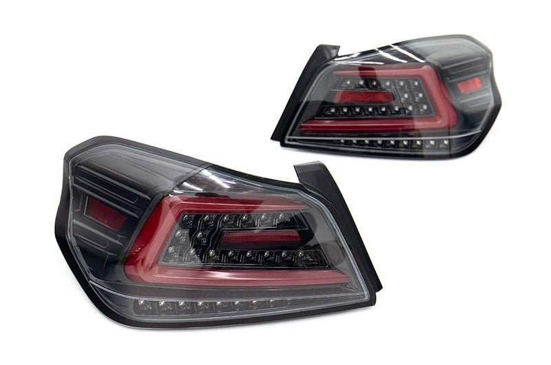 SCDLT-WRX15BKLED-SQ-TM Spec-D Sequential LED Tail Lights - 2015+ WRX / STI-Glossy Black-Clear Lens-Red LED Bar,