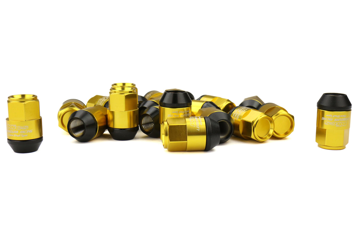 KICWCL3513A Project Kics Leggdura Racing Shell Type Lug Nut 35mm (Closed-End) - 2015+ WRX / 2015+ STI / 2013+ FT86-Gold,