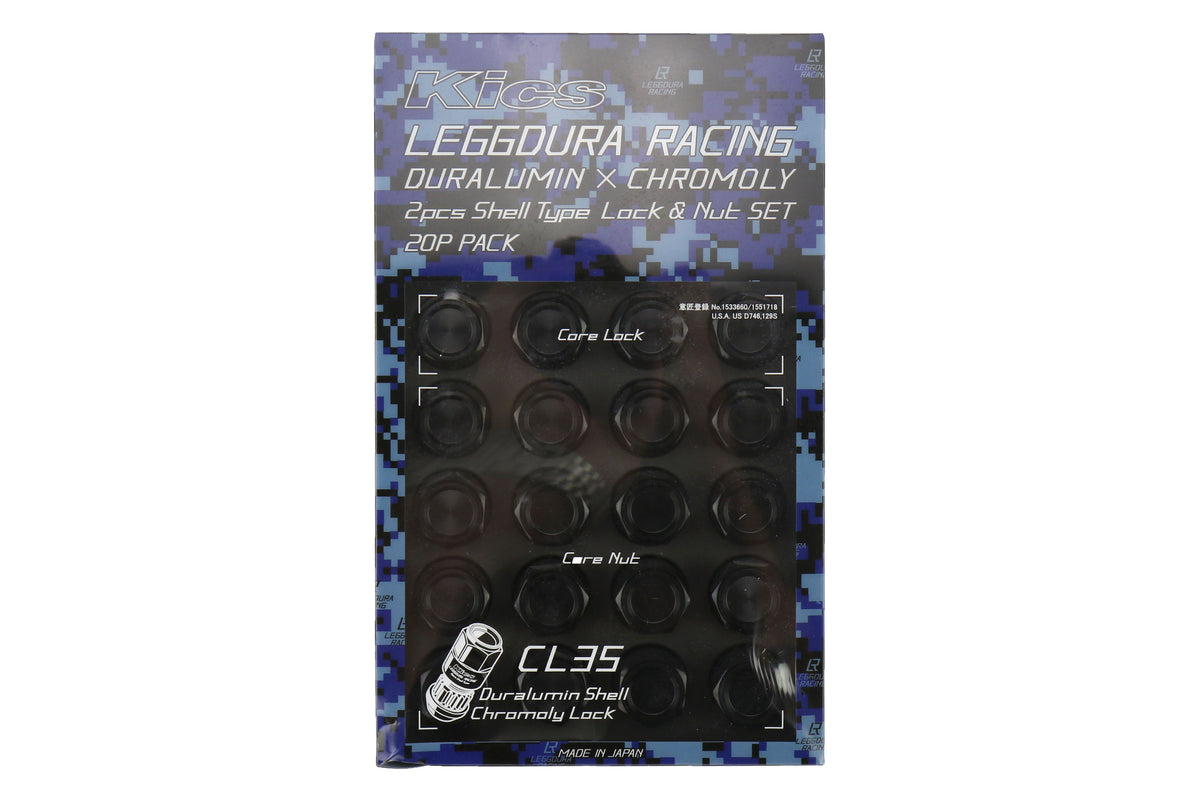 KICWCL3513K Project Kics Leggdura Racing Shell Type Lug Nut 35mm (Closed-End) - 2015+ WRX / 2015+ STI / 2013+ FT86-Black,
