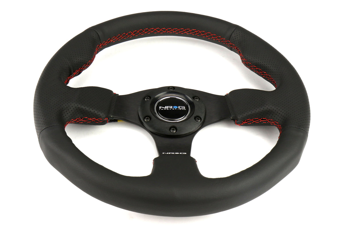NRGRST-012R-RS NRG Race Series Steering Wheel - Universal-Suede w/ Red Stitch,