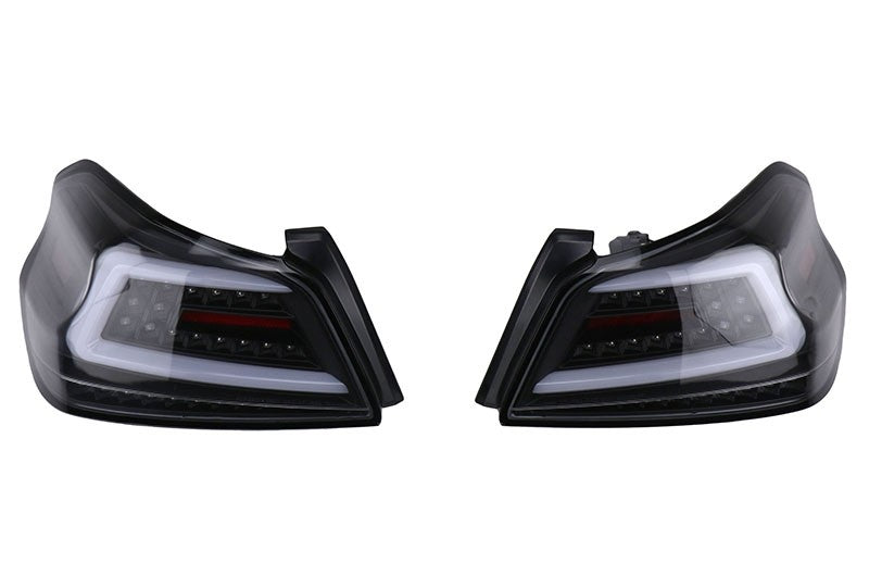 SCDLT-WRX15JMLED-SQ-TM Spec-D Sequential LED Tail Lights - 2015+ WRX / STI-Glossy Black-Clear Lens-White LED Bar,