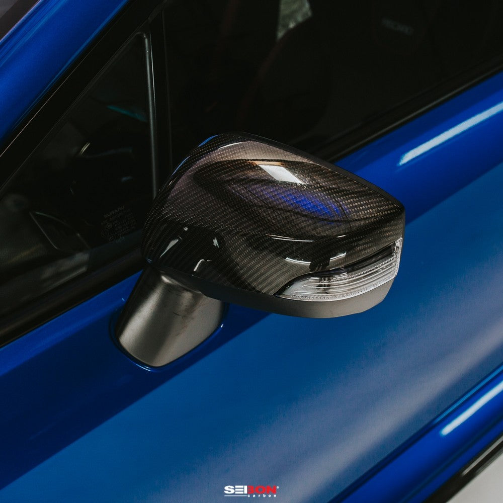 SEIMC15SBIMP Seibon Carbon Fiber Mirror Caps - 2015-2021 Subaru WRX & STI,