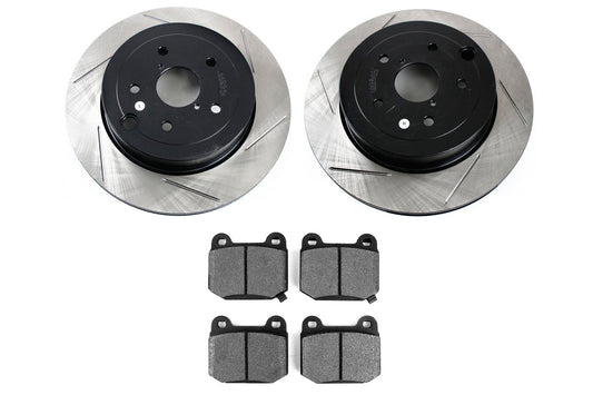 STT937.47511 Stoptech Street Axle Pack Slotted Rotors With Pads Rear - 2008-2017 Subaru STI,