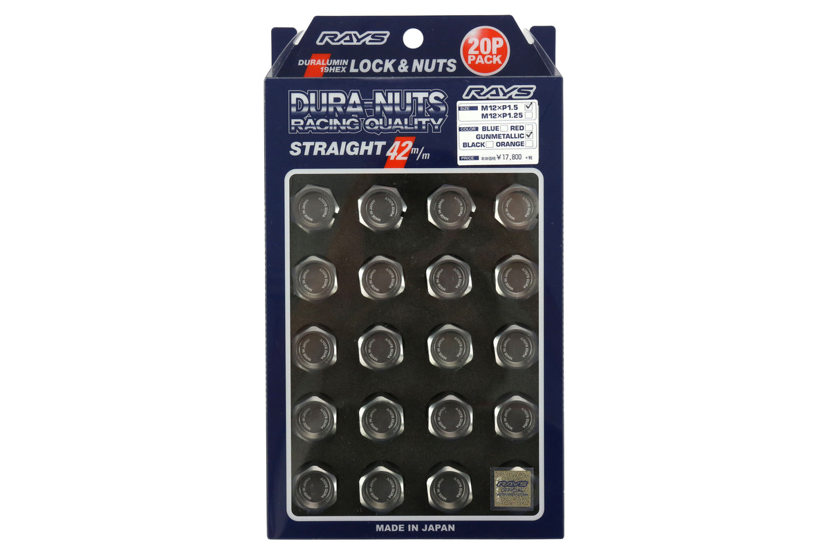 VLKWDURA4212125G Rays Dura-Nut L42 Straight Type lug nuts - 2015+ WRX / 2015+ STI / 2013+ BRZ / 2014+ FORESTER-Gunmetal,