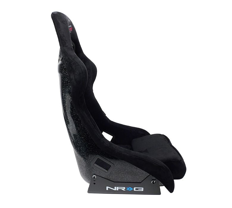NRGFRP-302BK-PRISMA NRG Innovations FRP Bucket Seat PRISMA Edition with pearlized back. All Black alcantara vegan material. (Large),
